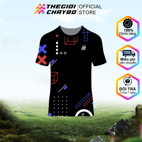  Áo Thun T-shirt Chạy Bộ Nữ TGCB 100% Polyester, Thấm Hút Tốt, Nhanh Khô - Đen Họa Tiết 