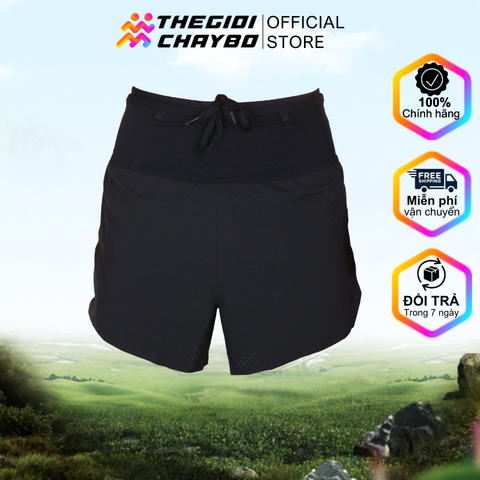  Quần Short Chạy Bộ Aspire APQ624 Đa Năng, Có Đai Belt  - Đen 