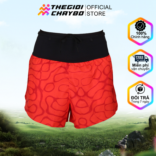  Quần Short Chạy Bộ Aspire APQ620 Đa Năng, Có Đai Belt  - Cam Họa Tiết 