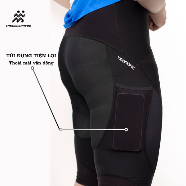  Quần Đùi Bó Cơ Nam RunTiger 7002M - Màu Đen 