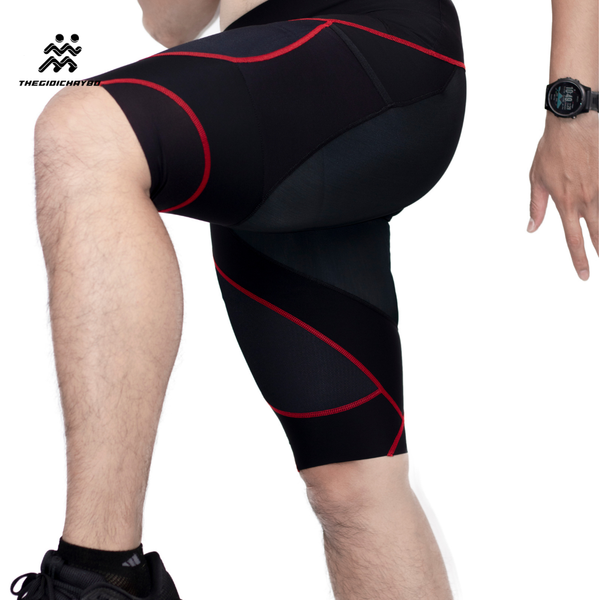  Quần Đùi Bó Cơ Nam RUNTIGER 7002M - Màu Đen Đỏ 