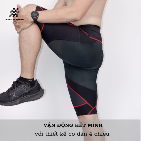  Quần Đùi Bó Cơ Nam RUNTIGER 7002M - Màu Đen Đỏ 