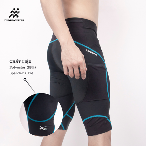  Quần Đùi Bó Cơ Nam RunTiger 7002M - Màu Đen Xanh 