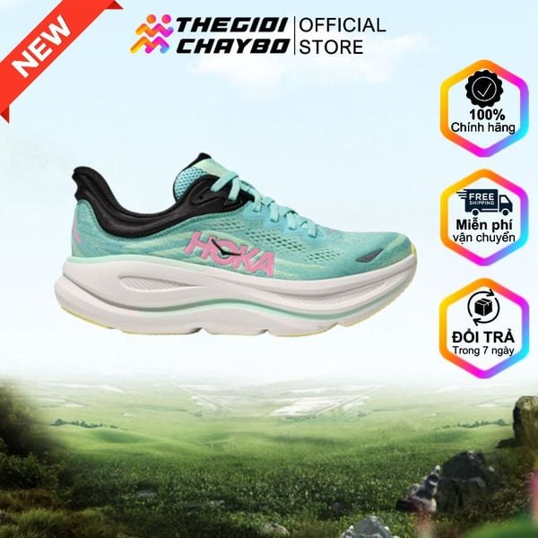  Giày Chạy Bộ Nữ Hoka Bondi 9 Wide - Blue spark / Mint Fluorite 