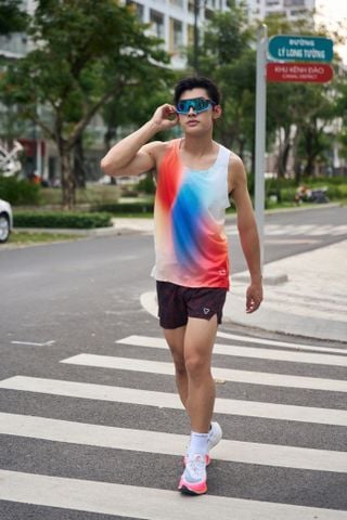  Áo Singlet Chạy Bộ Nam Motive Airwear - Cam Đỏ 