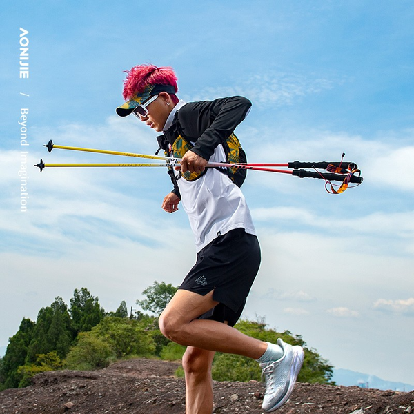  Gậy Chạy Trail Hợp Kim Nhôm Aonijie E4207 - Red Yellow 