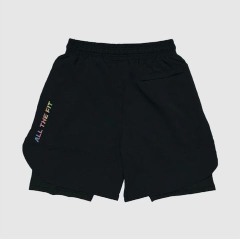  Quần Chạy Bộ Nam 2 Lớp Gymwolf W59 - Màu Đen 
