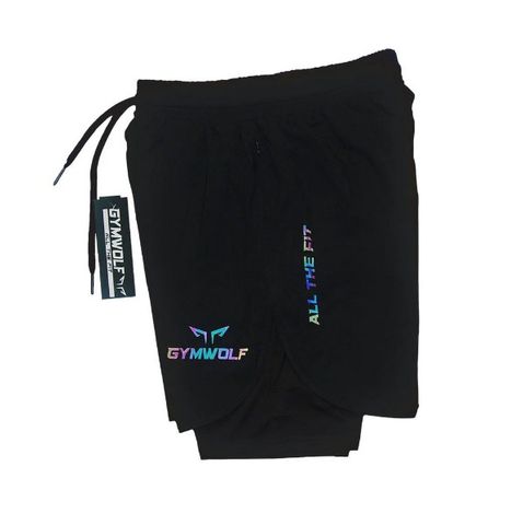  Quần Chạy Bộ Nam 2 Lớp Gymwolf W59 - Màu Đen 