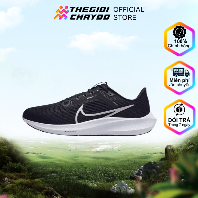  Giày Chạy Bộ Nam Nike Air Zoom Pegasus 40 – Black/Light Crimson/White 