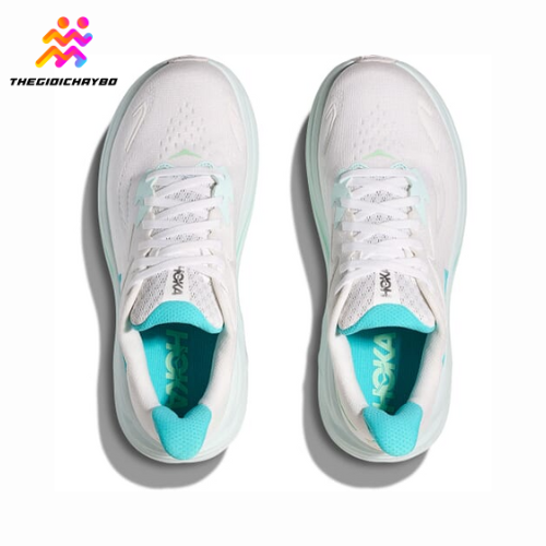  Giày Chạy Bộ Nữ Hoka Clifton 10 Wide - White/Cielo Blue 
