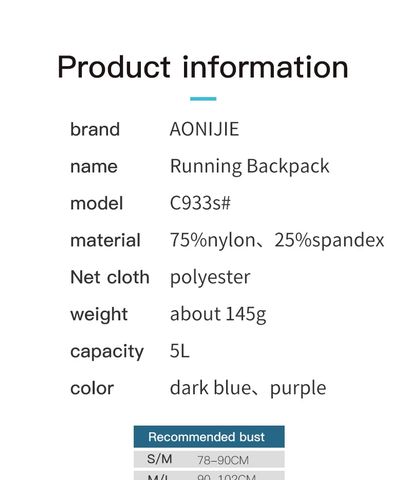  Vest Nước Chạy Bộ Aonijie C933S Dung Tích 5L - Xanh Navy 