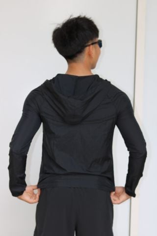  Áo Khoác Chạy Bộ Aspire Một Màu Có Nón APK109 - Đen 