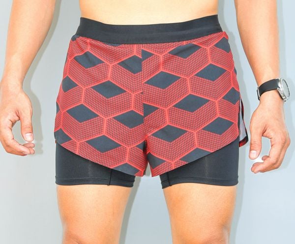  Quần Short Chạy Bộ 3 inch Aspire APQ402 - Đen Đỏ 