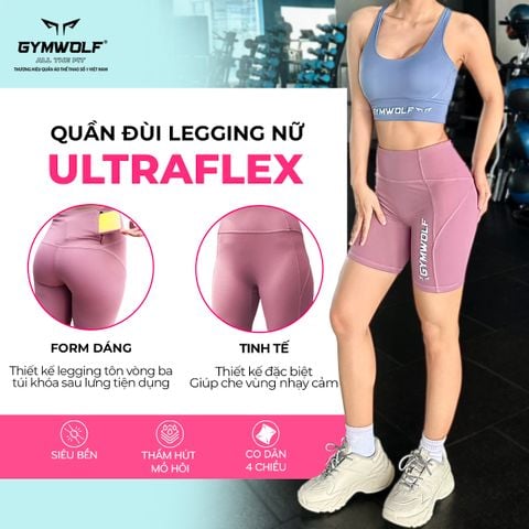  Quần Đùi Legging Nữ Ultraflex Gymwolf - Màu Xanh 
