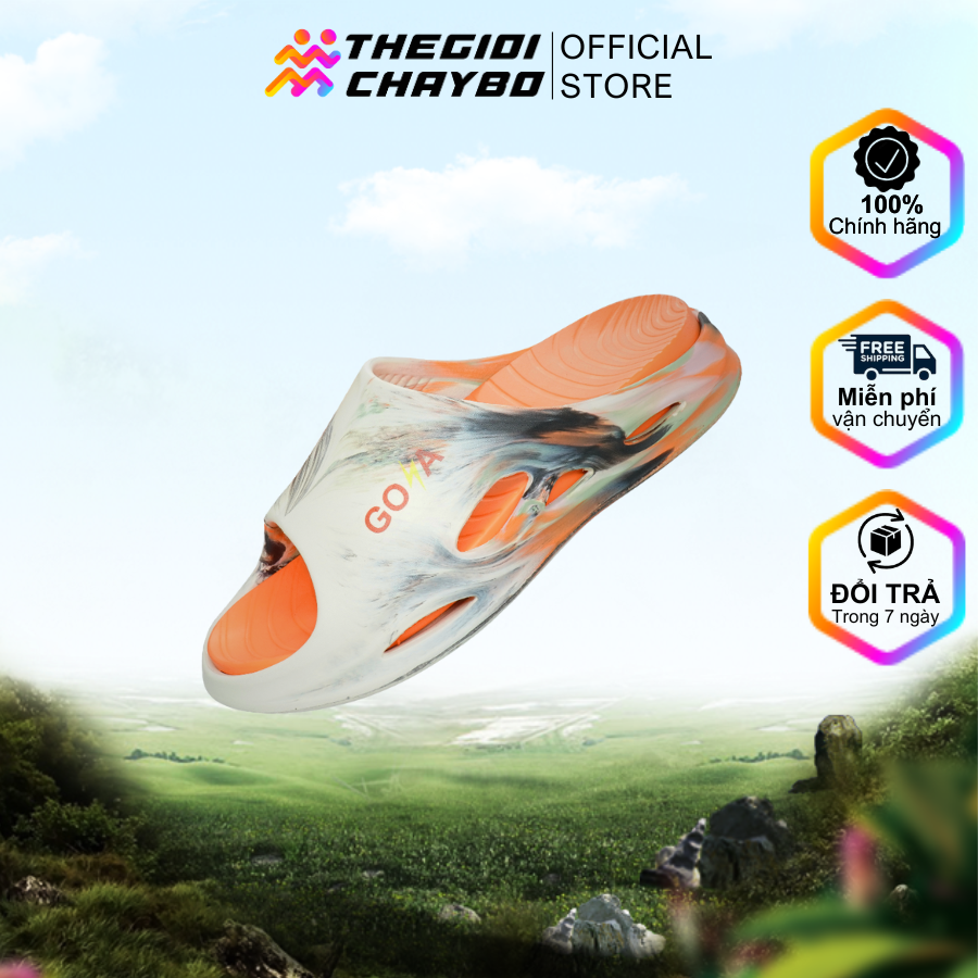  Dép Thể Thao Goya Relax Stride - Màu Trắng Loang Đen 