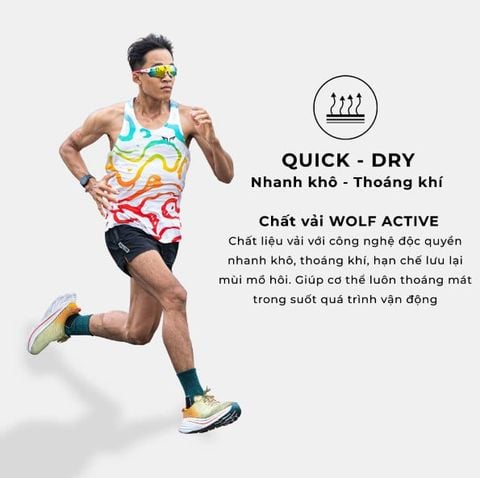  Áo Chạy Bộ Singlet Unisex Gymwolf Mạch Ngầm - Màu Đen 