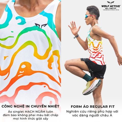  Áo Chạy Bộ Singlet Unisex Gymwolf Mạch Ngầm - Màu Trắng 