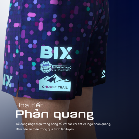  Quần Short Chạy Bộ Nữ T8 Bix Sherpa - Navy Họa Tiết 