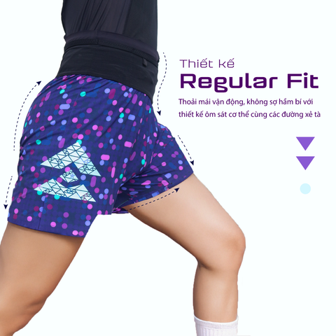  Quần Short Chạy Bộ Nữ T8 Bix Sherpa - Navy Họa Tiết 