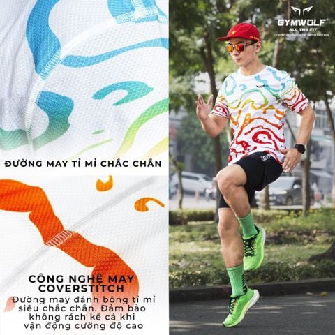  Áo Chạy Bộ Nam Gymwolf Mạch Ngầm - Màu Trắng 