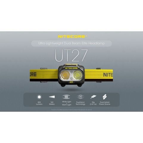  Đèn Pin Đội Đầu Nitecore UT27 800 Lumen, Tầm Chiếu 168m - Titan White 