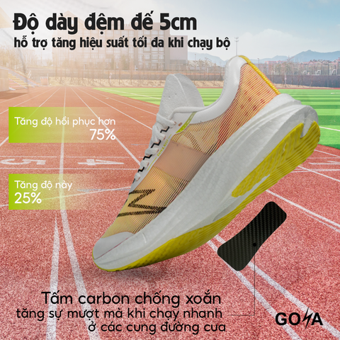  Giày Chạy Bộ Goya Neo kết hợp đế Carbon - Màu Trắng Cam 