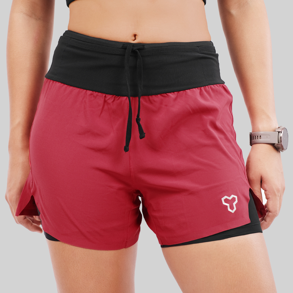  Quần Chạy Bộ Nữ Motive SM201 Có Đai Belt - Màu Đỏ Đô 