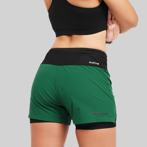  Quần Chạy Bộ Nữ Motive SM201 Có Đai Belt - Màu Xanh Lá 