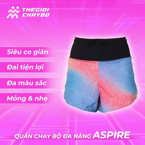  Quần Short Chạy Bộ Aspire APQ607 Đa Năng, Có Đai Belt - Xanh Hồng 