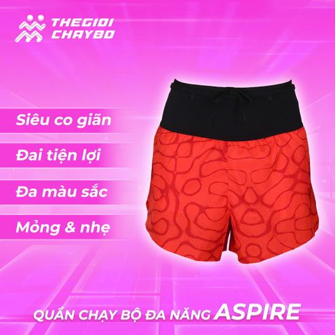  Quần Short Chạy Bộ Aspire APQ620 Đa Năng, Có Đai Belt  - Cam Họa Tiết 