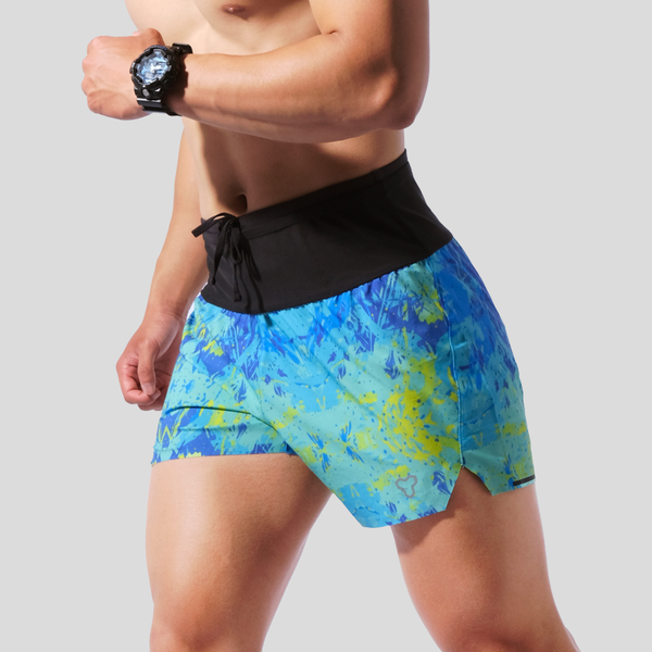  Quần Chạy Bộ Nam Motive SM201 Có Đai Belt - Màu Xanh Vàng 