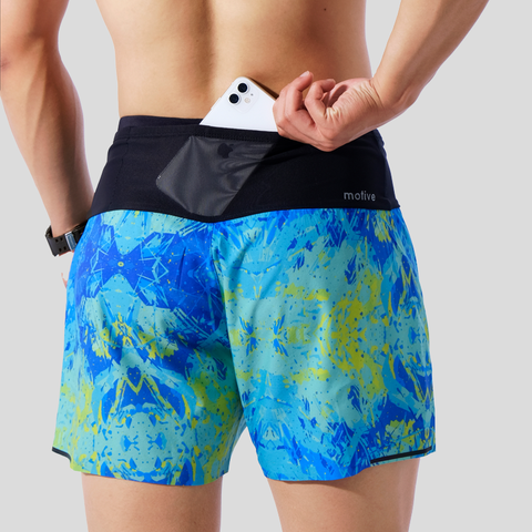  Quần Chạy Bộ Nam Motive SM201 Có Đai Belt - Màu Xanh Vàng 