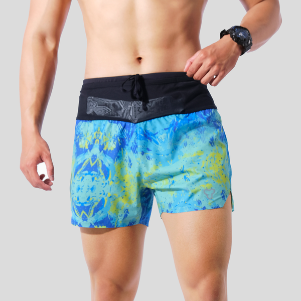  Quần Chạy Bộ Nam Motive SM201 Có Đai Belt - Màu Xanh Vàng 