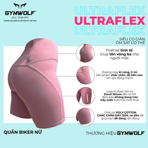  Quần Đùi Legging Nữ Ultraflex Gymwolf - Màu Đen 