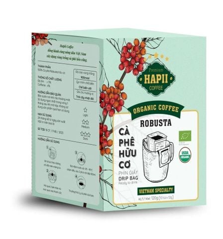  Cà Phê Hapii Robusta Phin Giấy - Hộp 10 Gói 