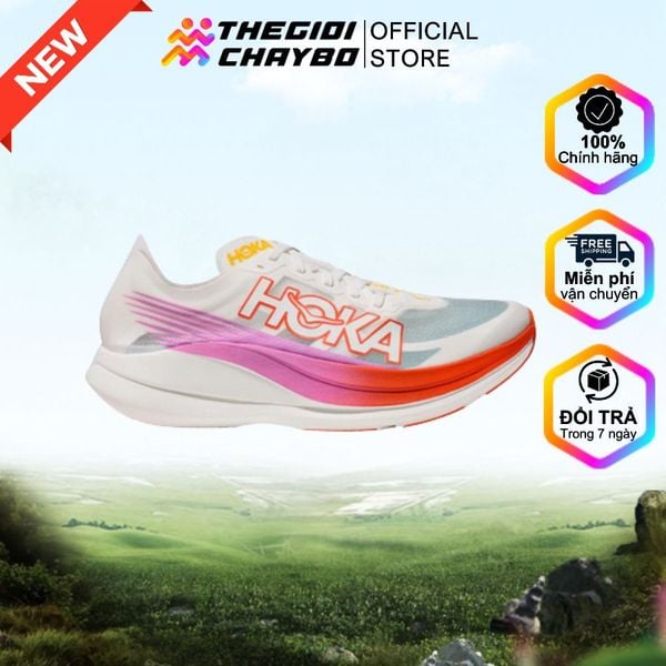  [MUA 1 ĐÔI GIẢM 35%, MUA 2 ĐÔI GIẢM 50%] Giày Chạy Bộ Unisex Hoka Rocket X 2 - Frost / Lava 
