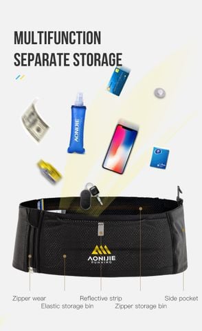  Đai Chạy Bộ Aonijie W8122 Nhỏ Gọn, Ôm Sát Cơ Thể - Màu Đen 