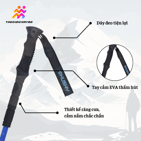  Gậy Leo Núi Trekking Husky Slate New 