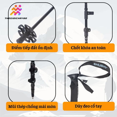  Gậy Leo Núi Trekking Husky Slimi 