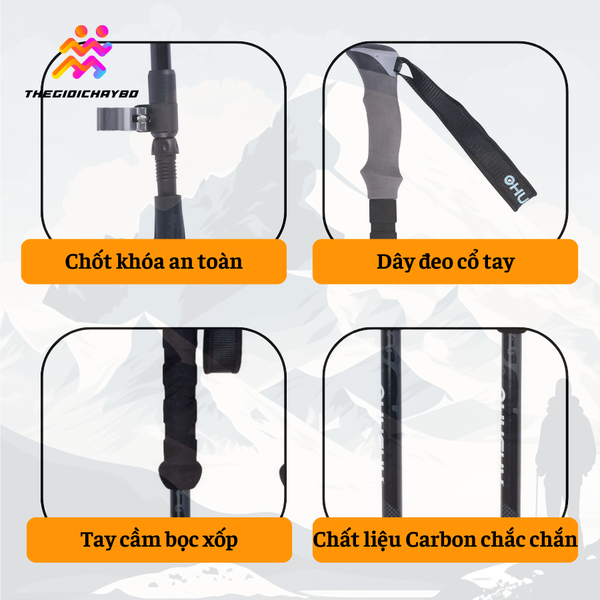  Gậy Leo Núi Trekking Husky Sprun 