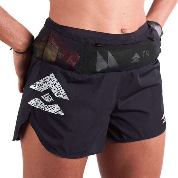  Quần Short Chạy Bộ Nữ T8 Sherpa Shorts - Black White Logo 
