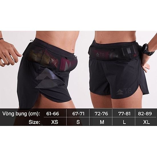  Quần Short Chạy Bộ Nữ T8 Sherpa Shorts - Black White Logo 