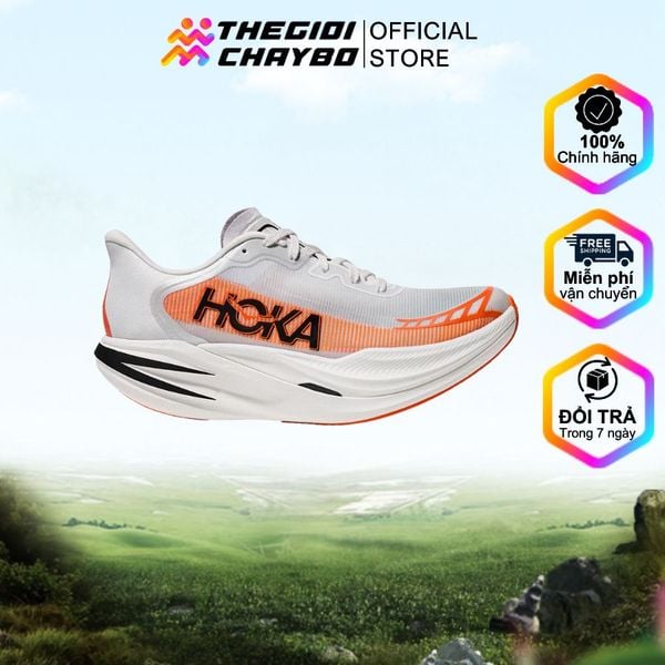  [MUA 1 ĐÔI GIẢM 35%, MUA 2 ĐÔI GIẢM 50%] Giày Chạy Bộ Unisex Hoka Cielo X1 2.0 - Trắng Cam 
