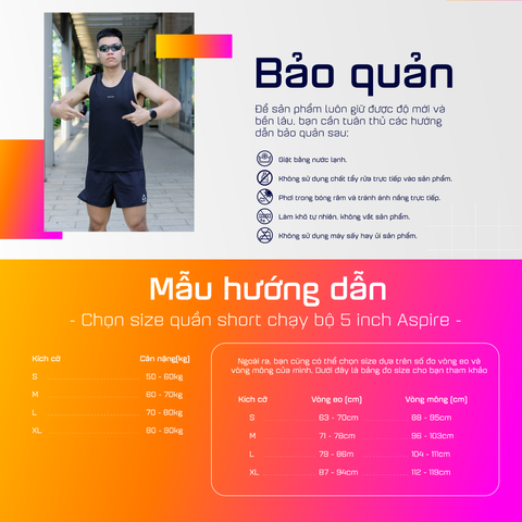  Quần Short Chạy Bộ 5 inch Aspire APQ505 - Đen 