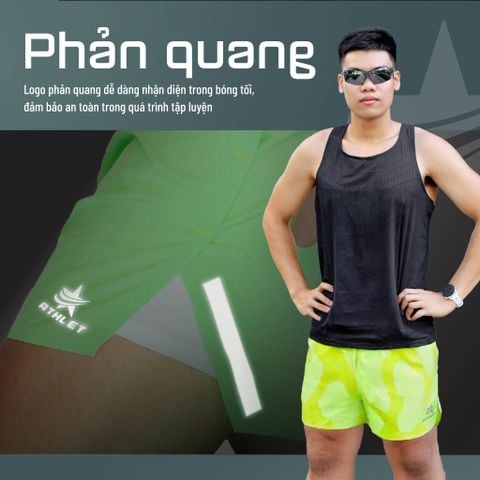  Quần Short Chạy Bộ Athlet  ATQ405 Đa Năng , Có Đai Belt - Xanh lá 