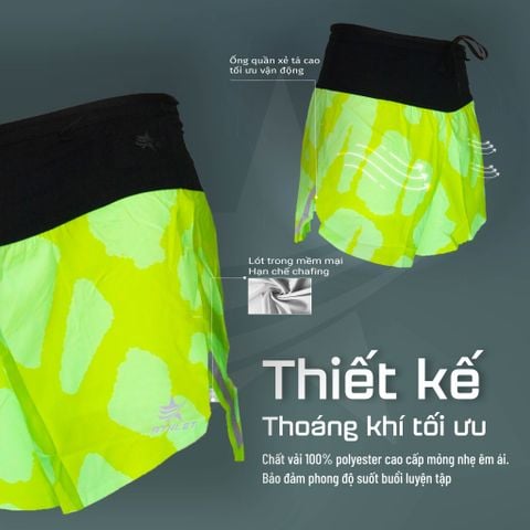  Quần Short Chạy Bộ Athlet  ATQ405 Đa Năng , Có Đai Belt - Xanh lá 