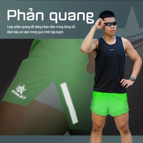  Quần Short Chạy Bộ Athlet ATQ406 Đa Năng , Có Đai Belt - Neon 