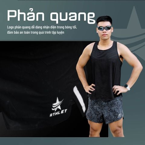  Quần Short Chạy Bộ Athlet ATQ401 Đa Năng , Có Đai Belt - Đen Chấm Trắng 