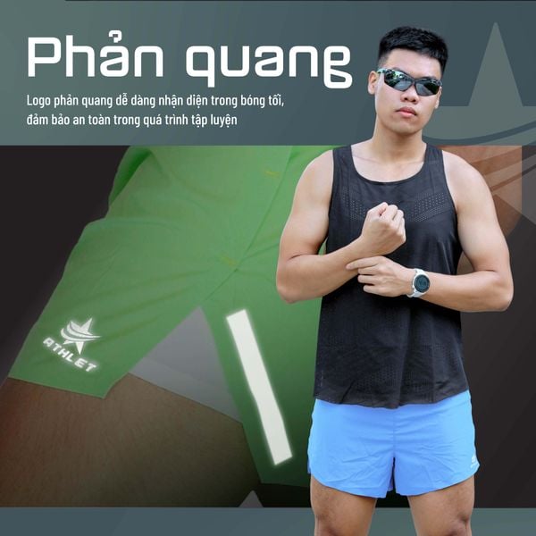  Quần Short Chạy Bộ Athlet ATQ402 Đa Năng , Có Đai Belt - Xanh Dương 