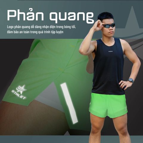  Quần Short Chạy Bộ Athlet ATQ406 Đa Năng , Có Đai Belt - Neon 